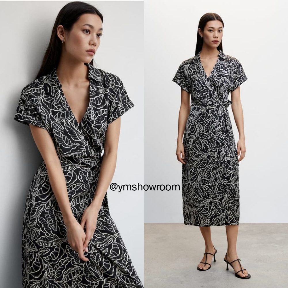 MANGO printed wrap dress